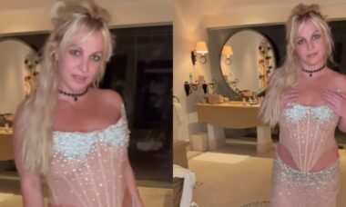 Britney Spears mostra que perdeu peso em vestido provocante