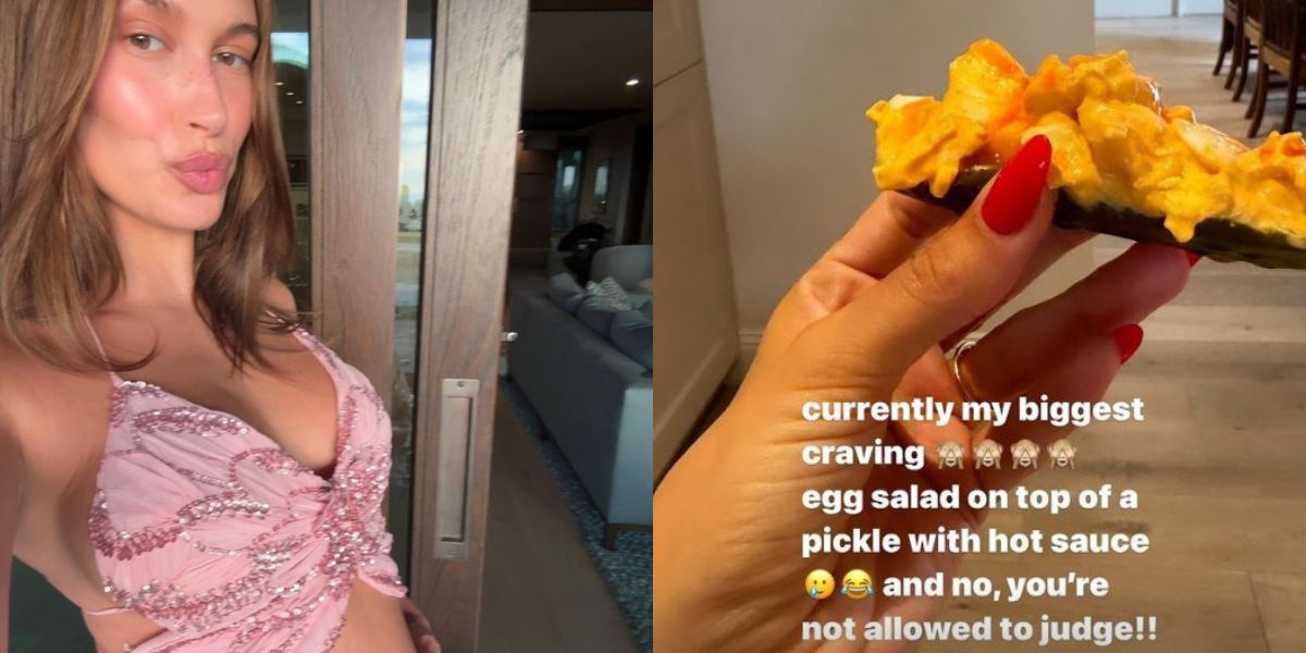 Hailey Bieber viser en uvanlig graviditetsmatønske etter å ha vist frem magen sin