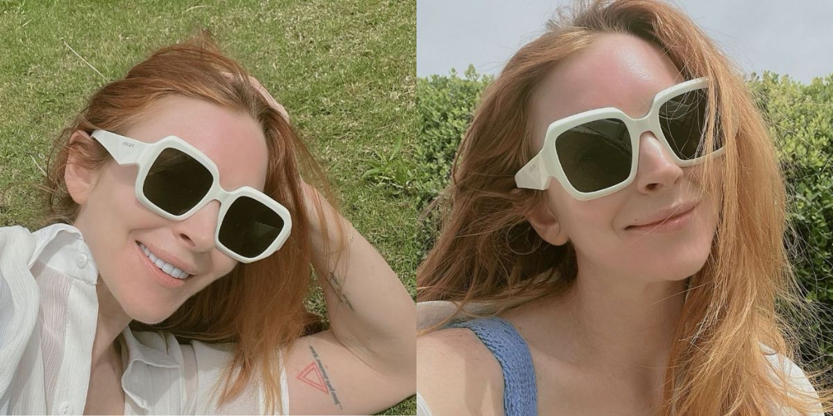 Lindsay Lohan curte as férias na Grécia com um maiô florido elegante