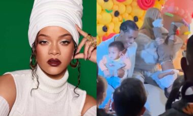 Polêmica: Rihanna segura filho de cabeça para baixo ao comemorar aniversário e gera debate na web