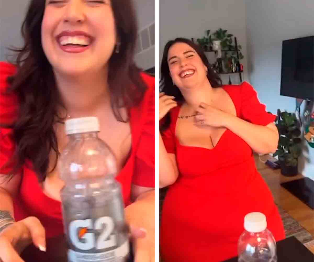 Videó: Egy dús modell meglepi rajongóit azzal, hogy megpróbál egy palackot egyensúlyozni. Fotók és videó: Instagram @stephoshiri
