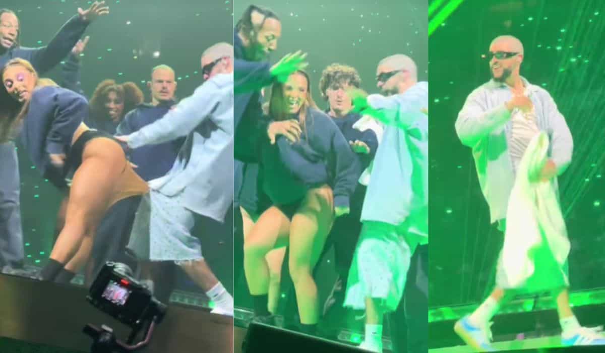 Bad Bunny affronta un incidente imbarazzante con una ballerina sul palco durante il suo show (TikTok / darielv98)
