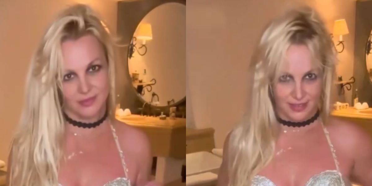 Britney Spears faz dança provocante com um vestido brilhante que quase mostra demais