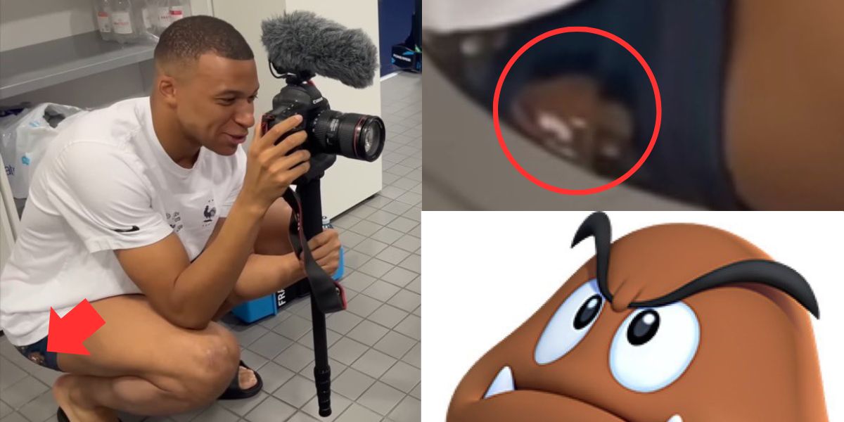 Kylian Mbappé was caught wearing Super Mario's Goomba pants in a behind-the-scenes video from Euro 2020