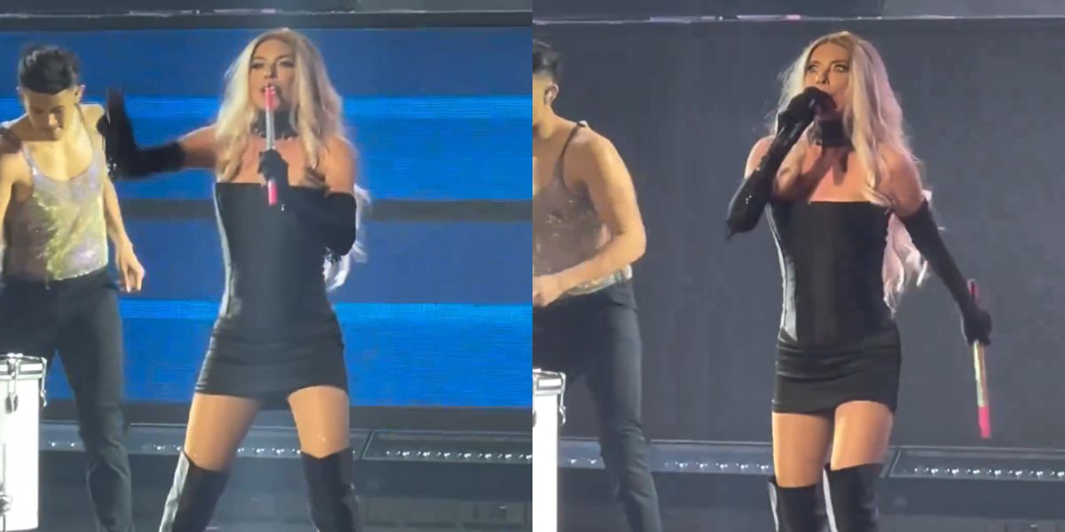 Shania Twain canta com bastão no lugar do microfone durante show e vídeo viraliza nas redes