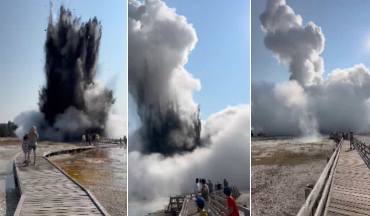 Exploze hydrotermické aktivity v Yellowstone vyděsila turisty a virální video ohromuje internet