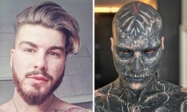 Homem exibe sua transformação corporal com tatuagens e viraliza nas redes sociais