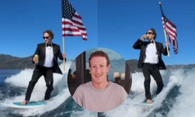 Mark Zuckerberg celebra feriado dos USA surfando de smoking e vídeo viraliza