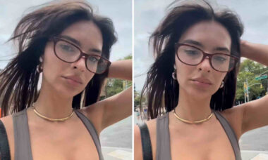 Vídeo: Emily Ratajkowski exibe decote durante passeio e rebate homem inconveniente