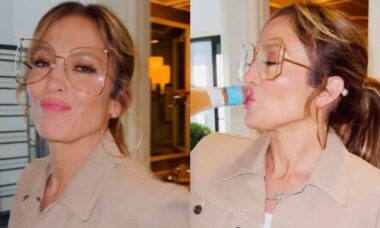 Jennifer Lopez posta vídeo bebendo direto da garrafa e brinca: "muito reservada"