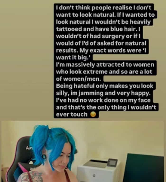 Adult content creator responds to criticism about her plastic surgeries: "I don’t want to look natural" (Instagram / @mamaplugsx)