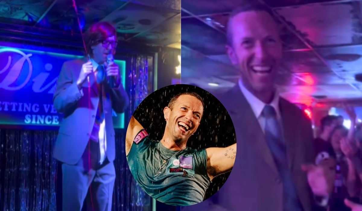 Chris Martin from Coldplay surprises fans with a surprise performance of his new single disguised in a Las Vegas bar