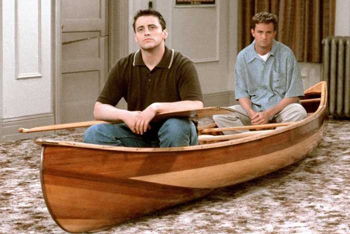 Matt LeBlanc als "Joey" en Matthew Perry als "Chandler" in "Friends" (Instagram / @mleblanc)