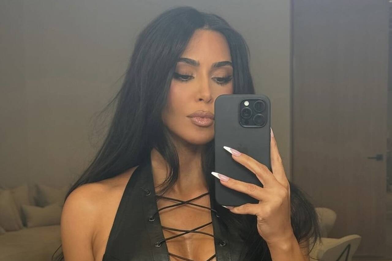 Kim Kardashian nearly reveals too much after posing in a cutout leather top