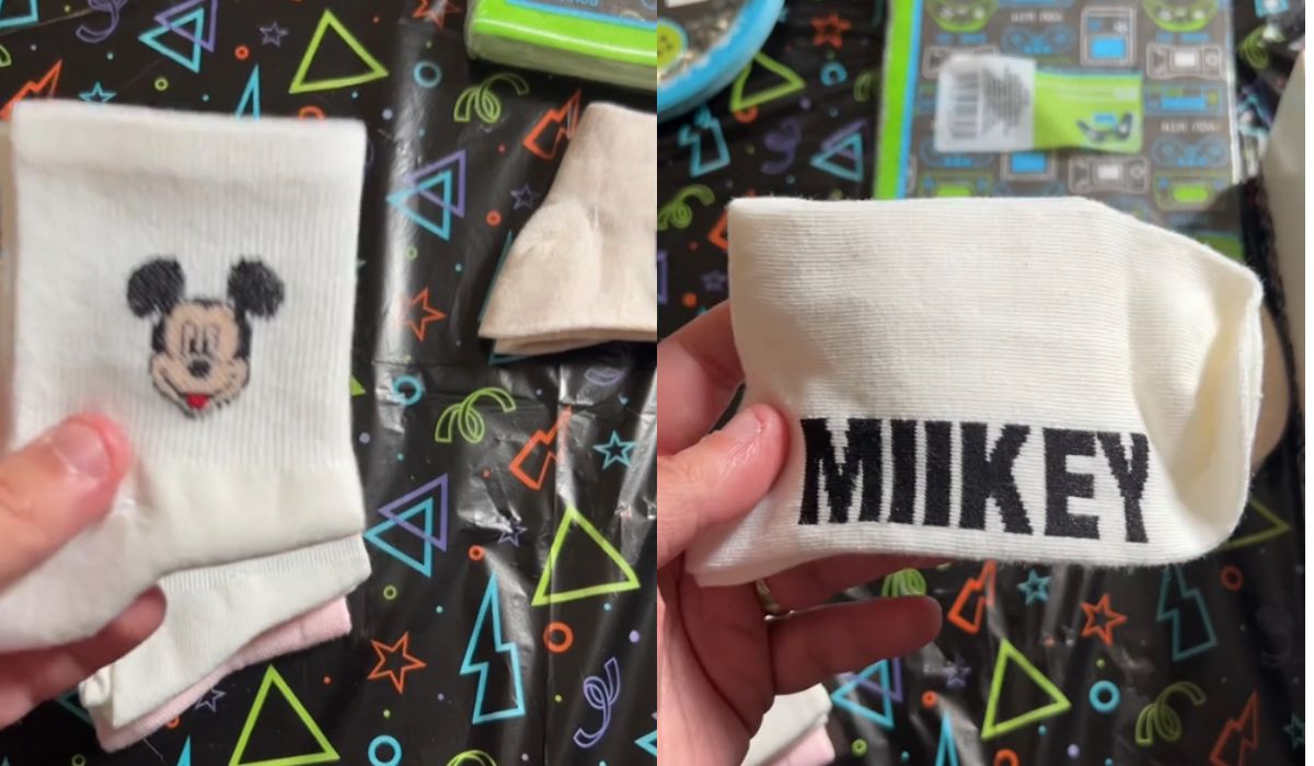 Couple devient viral sur TikTok après avoir reçu des chaussettes contrefaites de Disney : regardez la vidéo