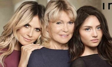 Heidi Klum posa com a mãe e a filha para campanha de marca de lingerie