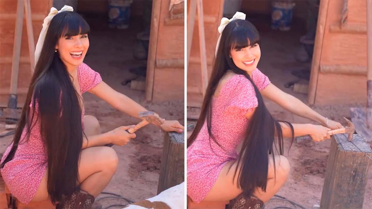Juliana Bonde surge em vídeo na obra de sua casa e encanta fãs no Instagram