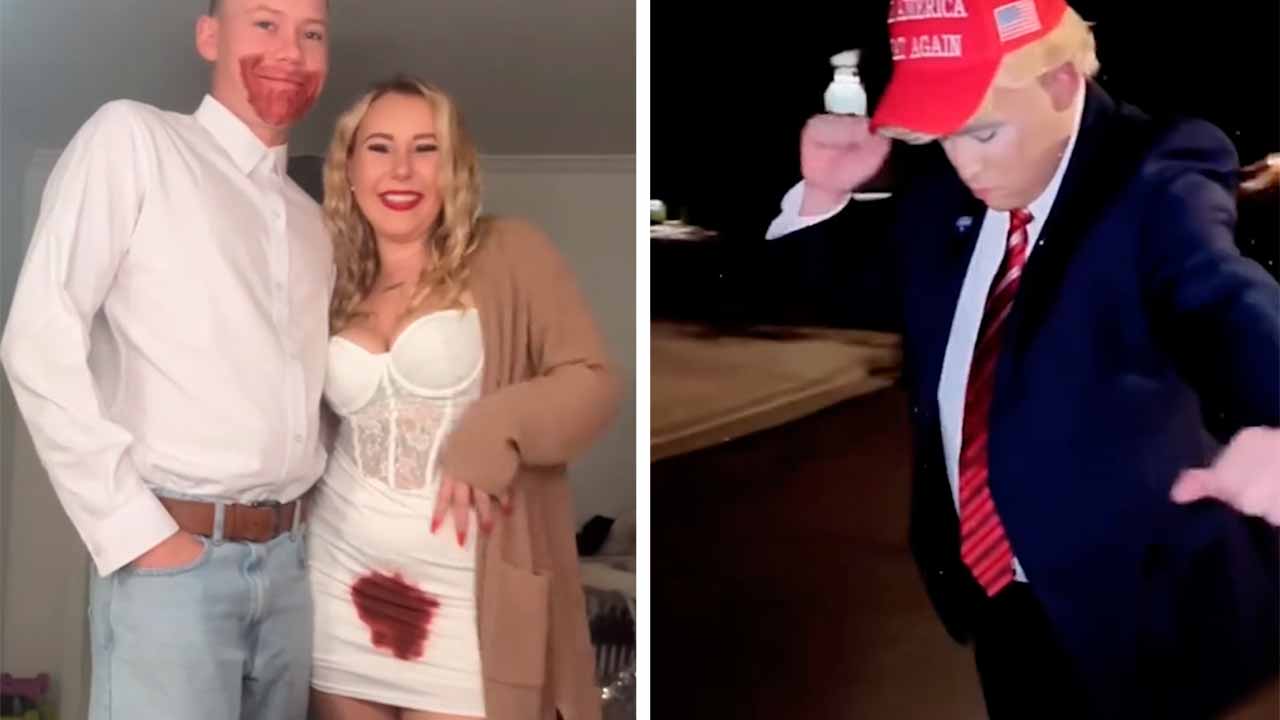 Vídeo: As fantasias mais engraçadas do Halloween tomam conta do TikTok. Foto: Tiktok @kimandnorth | @uqqg81rxi1 | @glitzflihub | @qdmotoi2w7